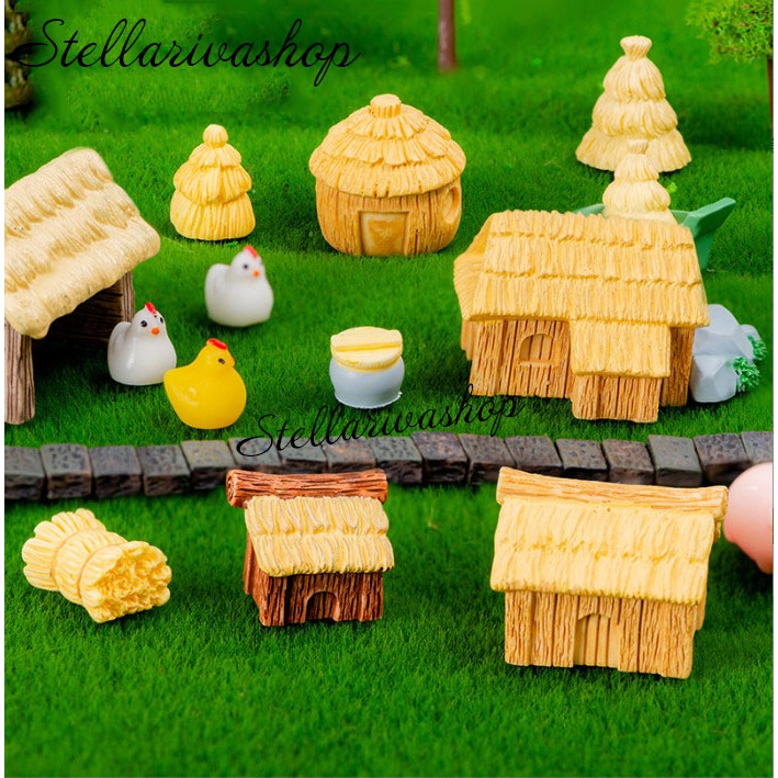 Mô hình nhà nông thôn decor tiểu cảnh terrarium