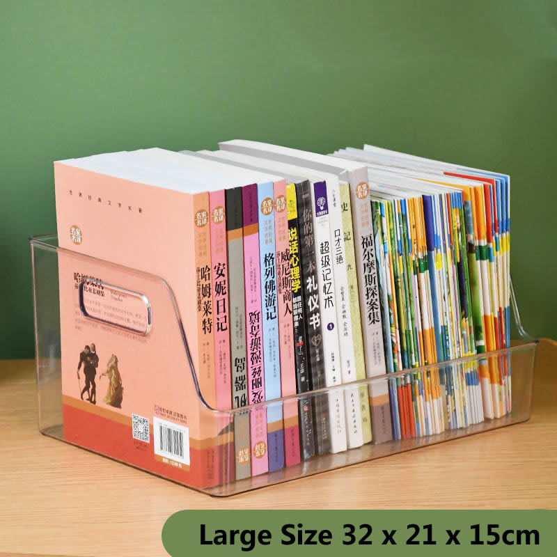 Plastic Container Storage Box for Book Shelf Bookshelf Desk