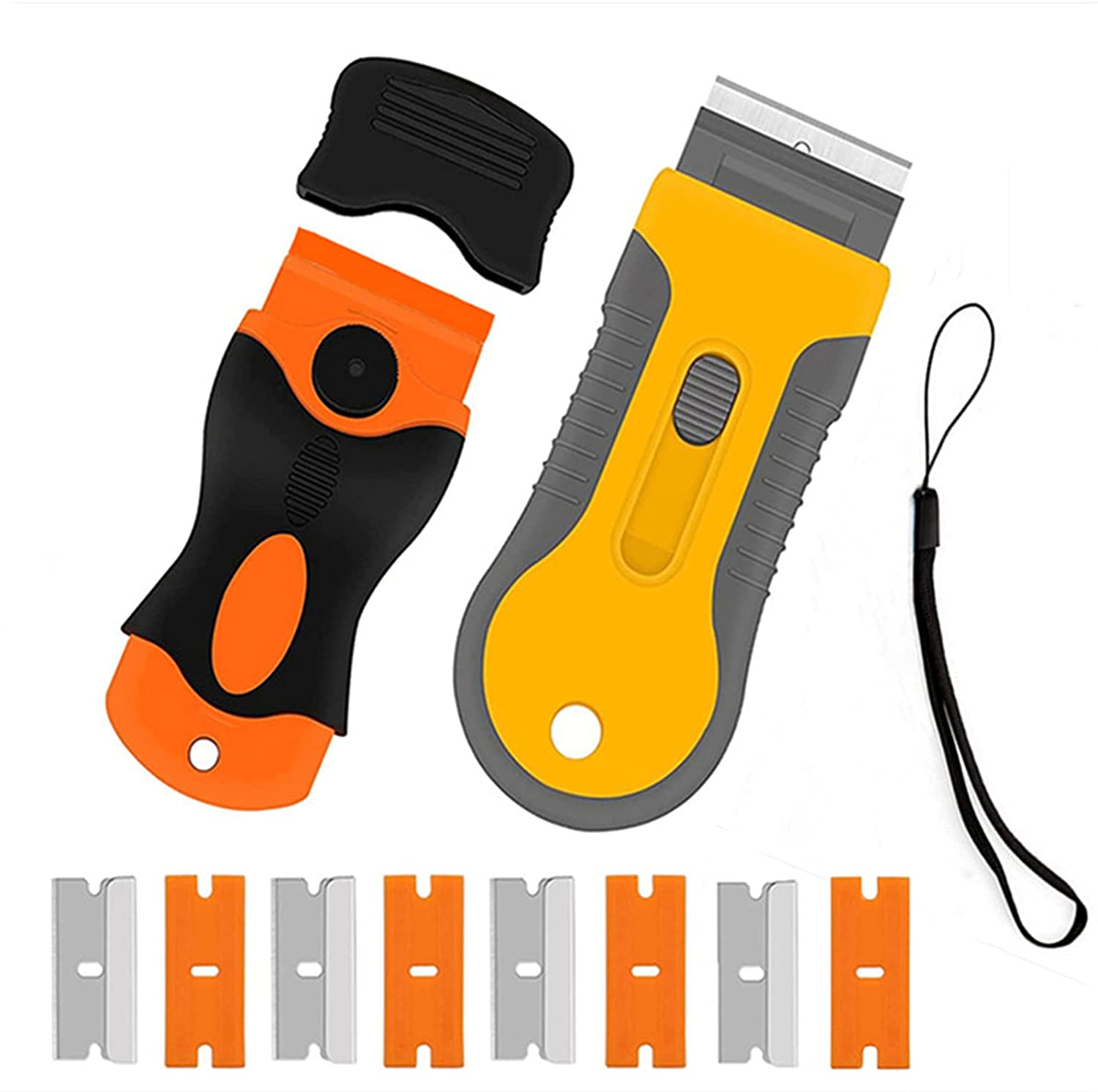 2 PackRazor Blade Scraper,Glass Cooktop Scraper with 15 Metal&Plastic