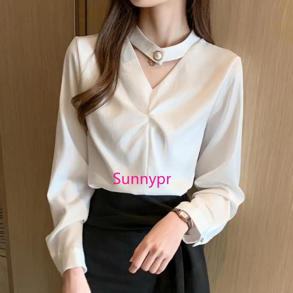Summer Women's Elegant and Versatile Loose Fitting Long Sleeved Shirt
