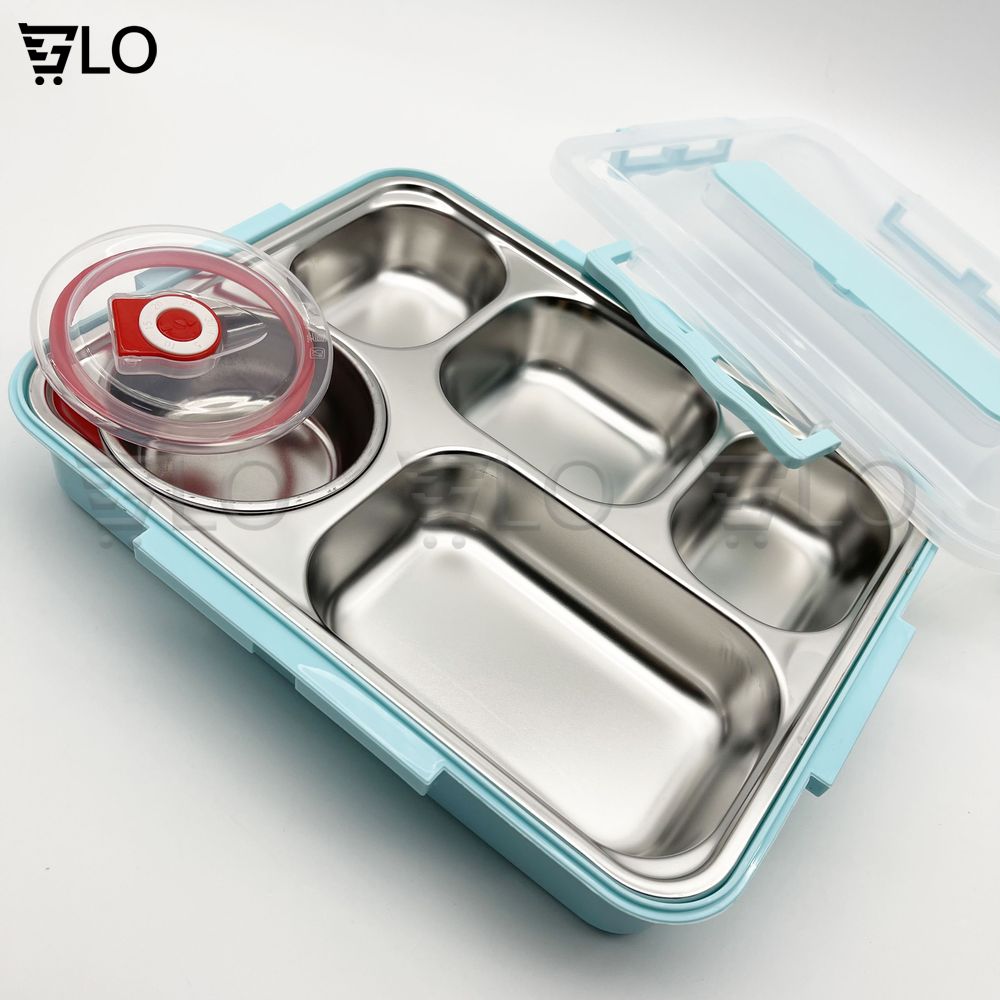 Bộ Khay Cơm Phần Giữ Nhiệt 5 Ngăn Inox 304
