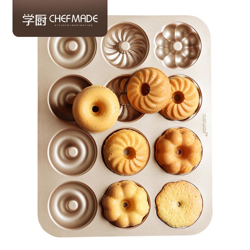 Chefmade Chef Made 12 Cốc Không Dính Mini Bí Lốc Xoáy Khuôn Bánh Donut