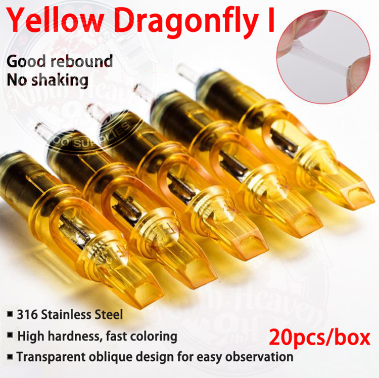 20pcs/box Yellow Dragonfly I Tattoo Cartridge Needles With Soft ...