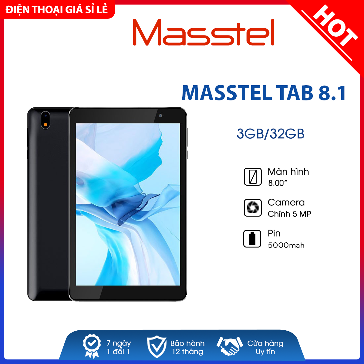 Máy tính bảng Masstel Tab 8.1 4G (3GB/32GB) - Mới 100%, Nguyên Seal - Bảo hành chính hãng 12 tháng