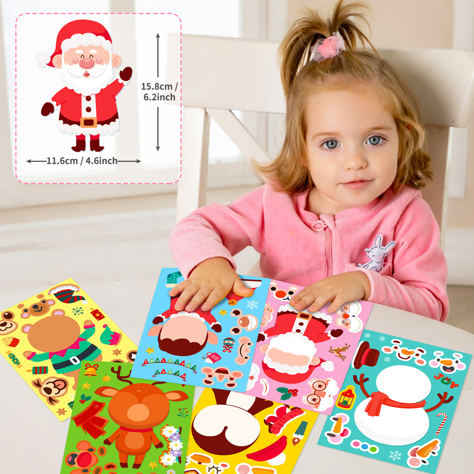 Compra online de 8Pcs/Set Christmas DIY Assemble Puzzle Sticker Toys Cute  Santa Claus Xmas Tree Socks Cartoon Stickers Children Make-A-Face Stickers  Parent-child