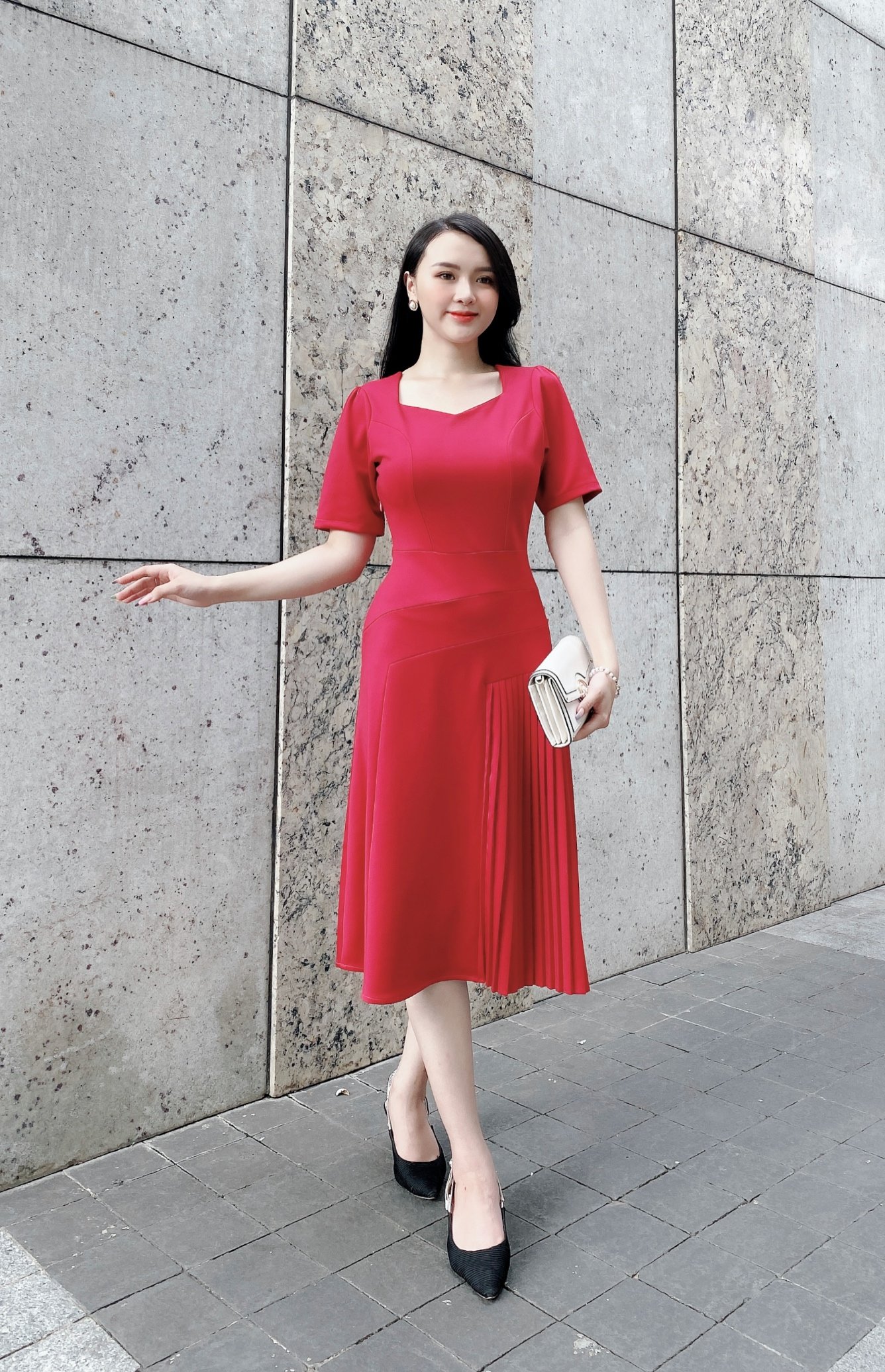 Đầm phối dập ly xinh đẹp