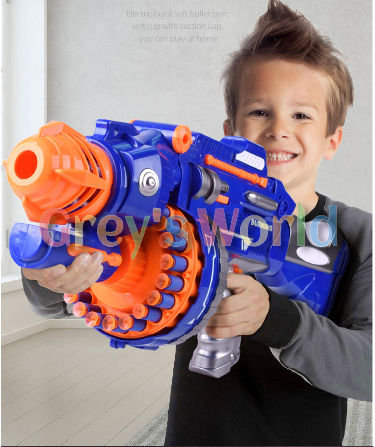 [GREYS WORLD] LEFAN TOYS ELECTRIC NERF MACHINE GUN TOYS, SOFT BULLETS