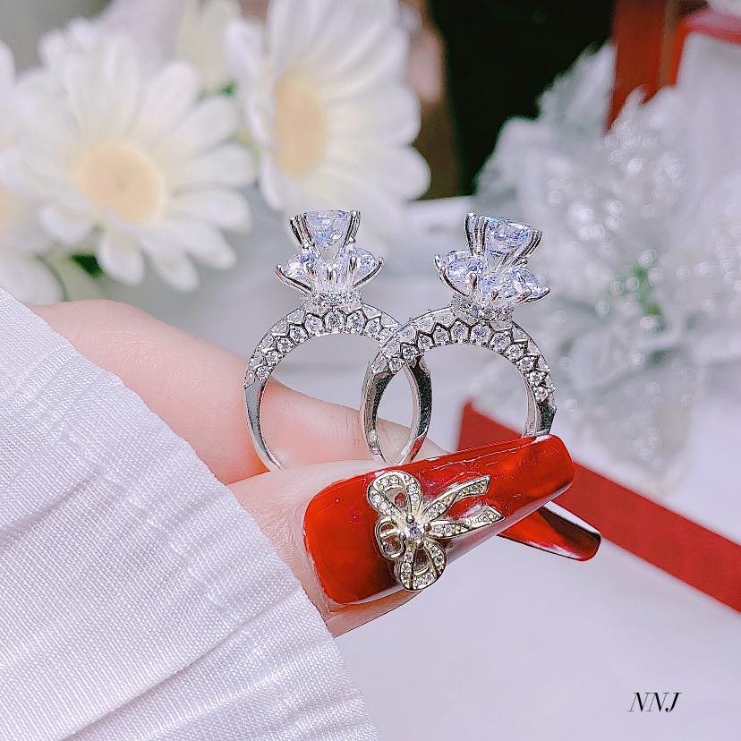 Nhẫn nữ bạc Ý xi bạch kim cao cấp MS175