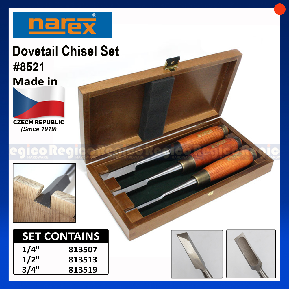 Set of 4pcs Bevel Edge Chisels, Model 8630 or 8631, Narex, Wood