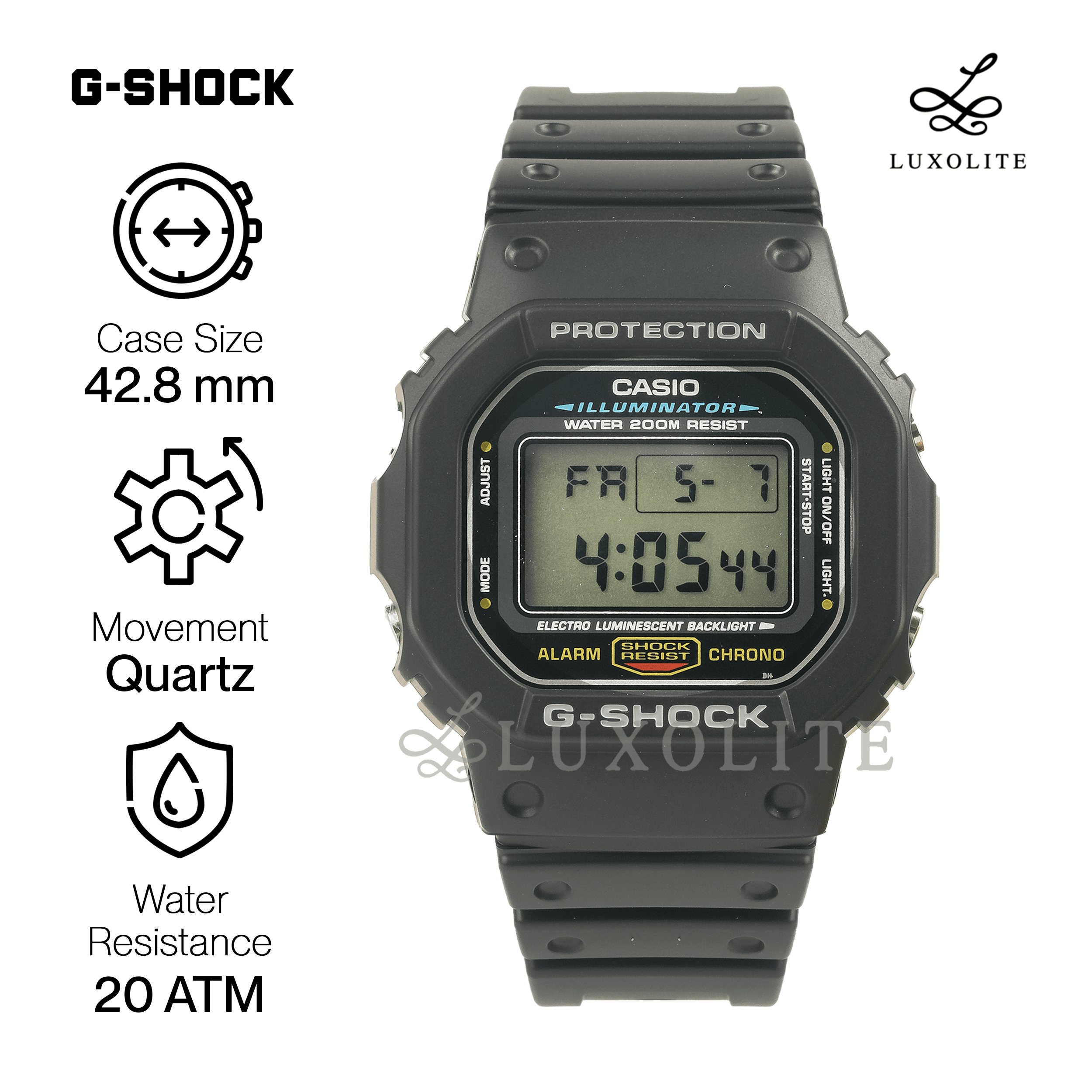 Casio G-Shock Mens Multi-Function Digital Black Strap Watch Dw5600e-1v