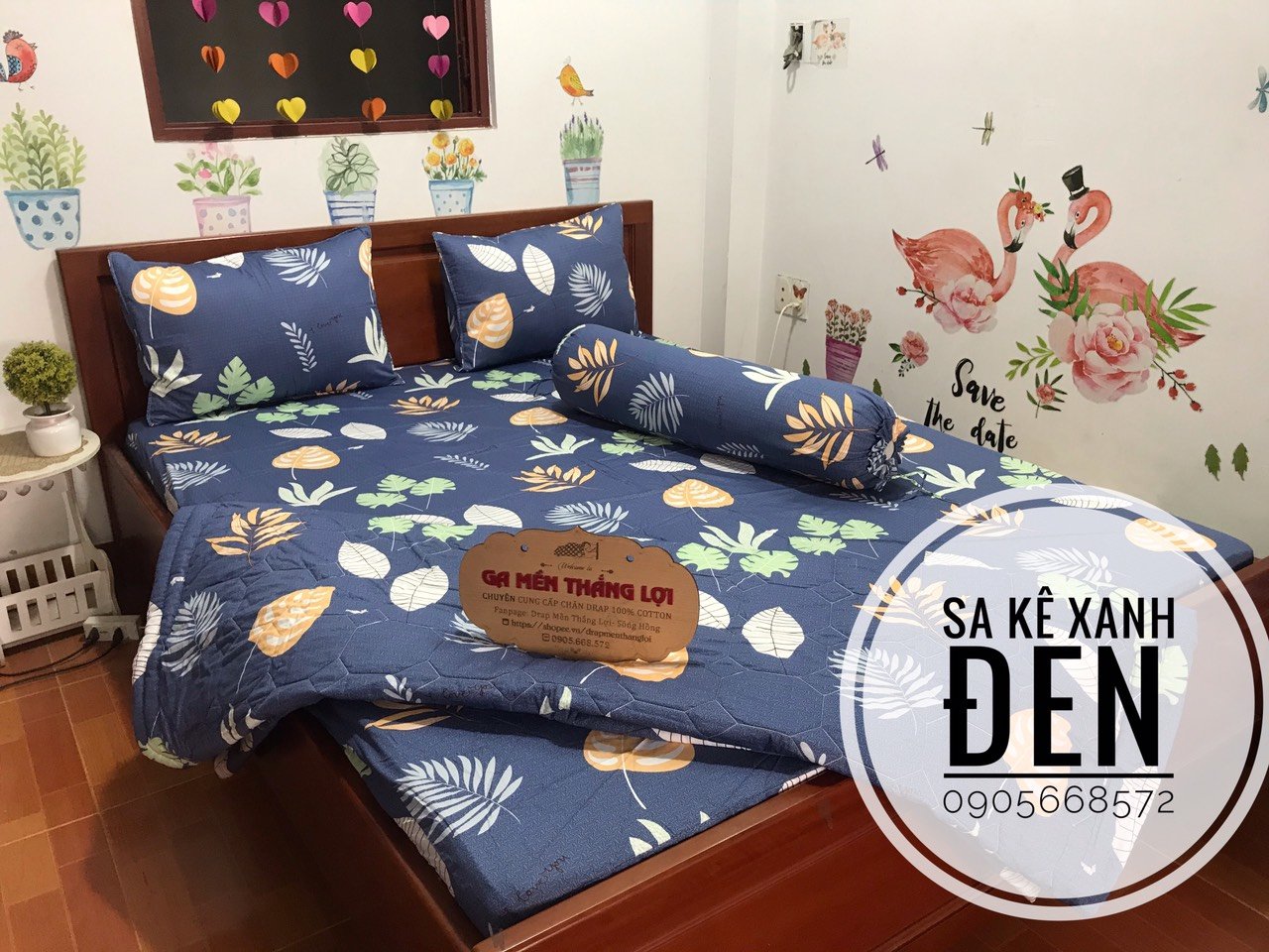Ga Gối 100% coton 4 món không kèm chăn rất đẹp.