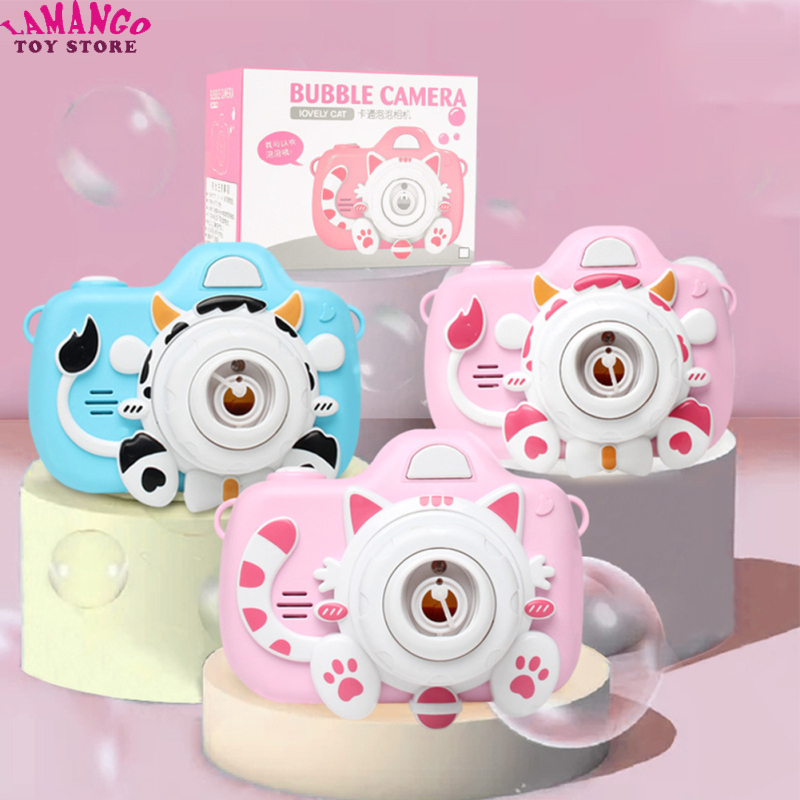 Lamango Fast Delivery Bubble Machine For Kids Cute Cartoon Cat Cow Automatic Bubble Blowing Machine With Light Music Toys For Outdoor Party