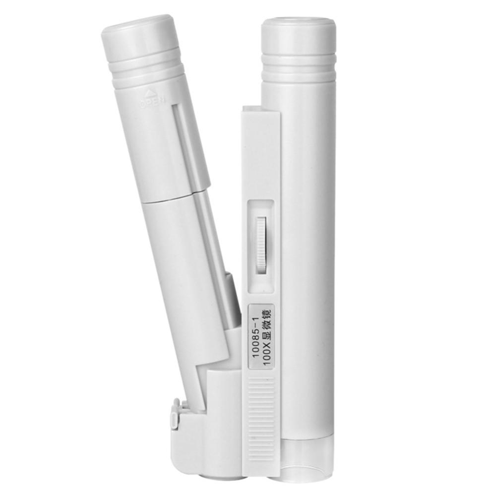 Handheld 100X Pocket Microscope Jewelry Loupe Magnifier with LED Lamp Light
