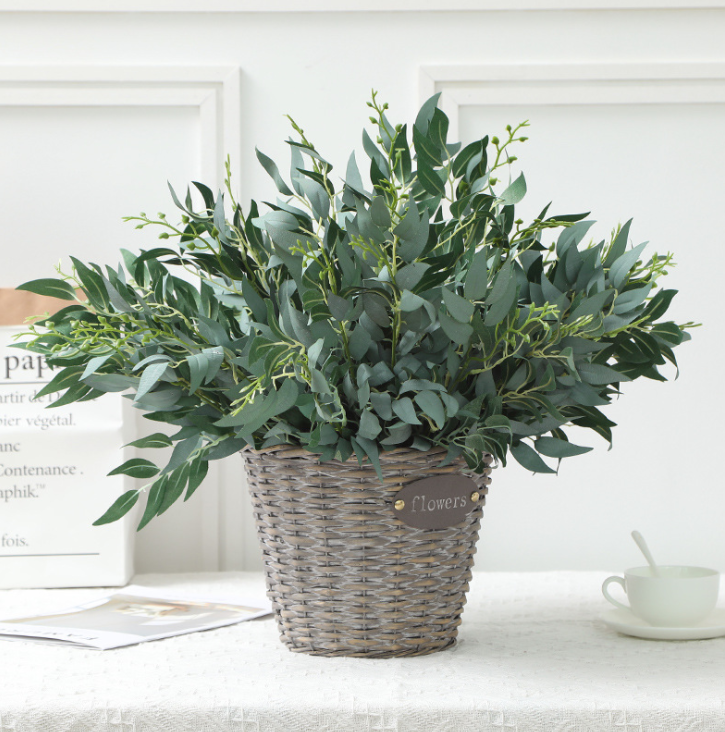 1 Bunch Willow Leaves Bunch Green Artificial Plants Fake Flower Leaf Foliage Bush Home Office Garden Decor