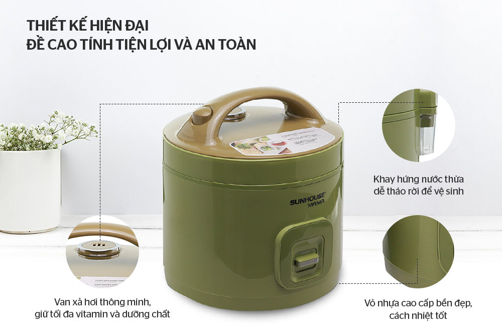 Nồi cơm điện 1.2L SUNHOUSE MAMA SHD8265G
