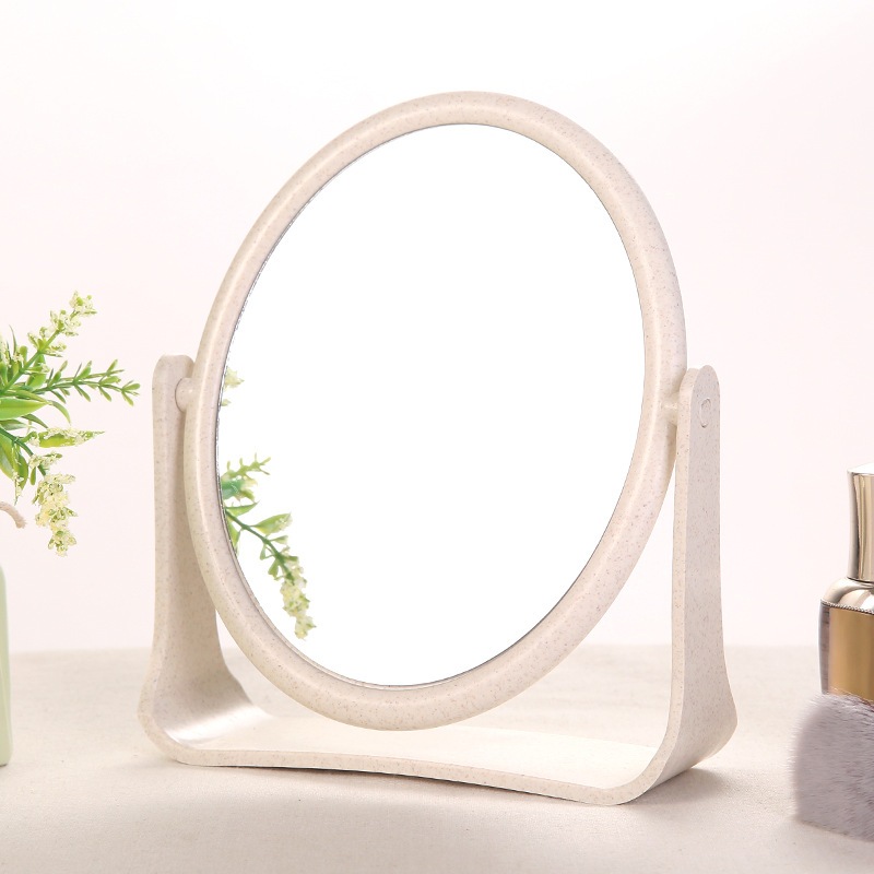 Gương soi trang điểm để bàn lúa mạch 2 mặt gương xoay 360 độ - gương để bàn makeup, trang điểm