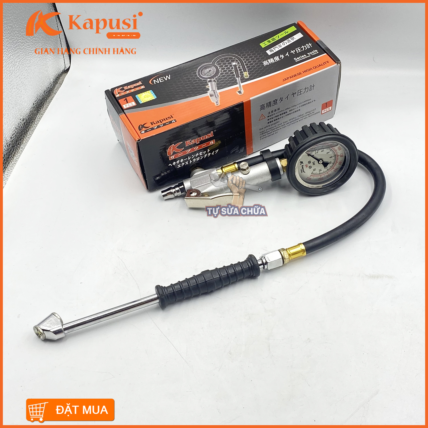 Vòi bơm ô tô khí nén 3 chức năng Kapusi có đồng hồ đo áp suất lốp đầu vòi thẳng 2 đầu tiện lợi cho ô tô xe máy xe đạp- HÀNG CAO CẤP LOẠI XỊN thumbnail
