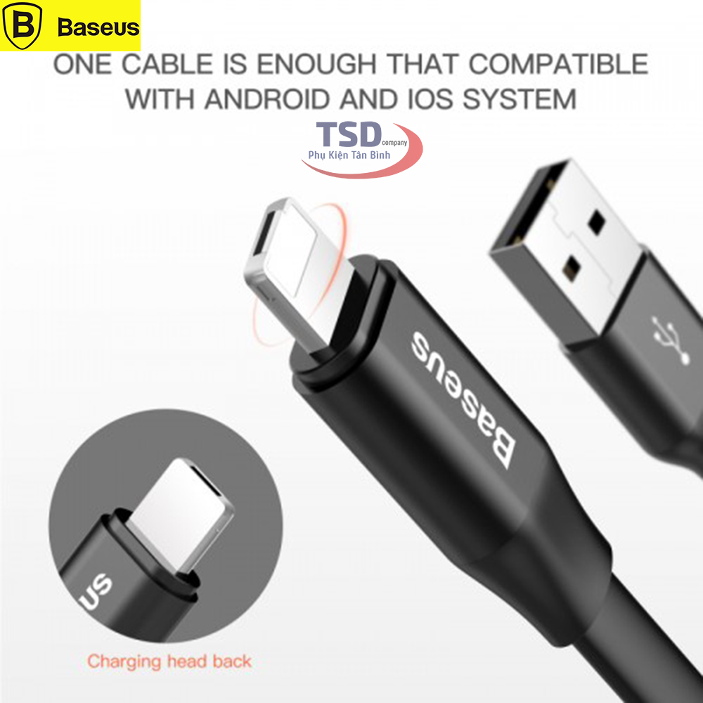 Cáp Sạc Ngắn Đa Năng Baseus 2 in 1 Micro USB và Lightning Chính Hãng