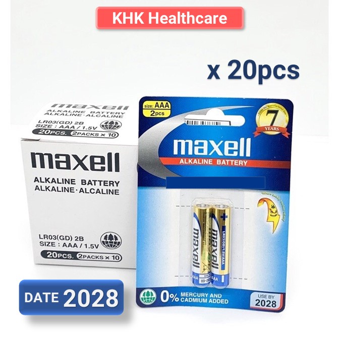 Hộp 10 vỉ pin AAA Maxel Alkaline dùng cho máy đo huyết áp cổ tay