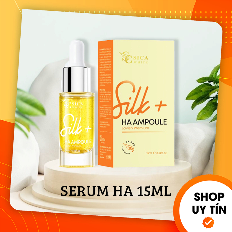 Combo kem face lụa silk sica white 15g + serum ha ampoule sicawhite 15ml