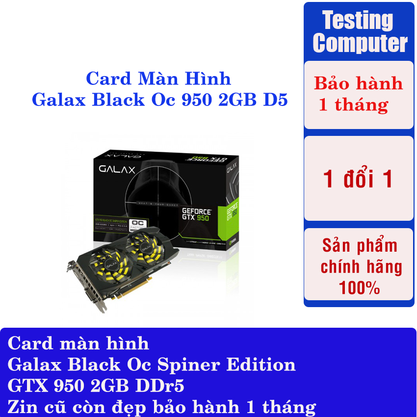 Card Màn Hình Galax GTX 950 Black OC Sniper Edition Zin cũ thumbnail