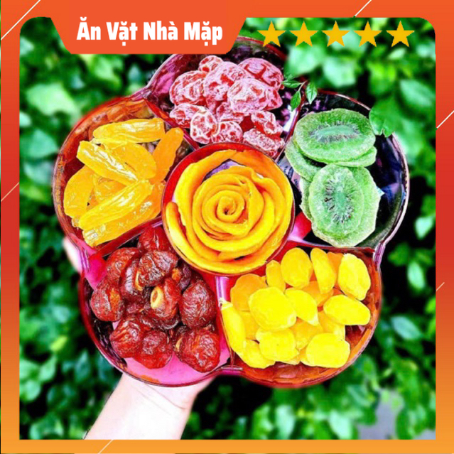 Set mứt tết loại 1 mix 6 loại hộp hoa mai