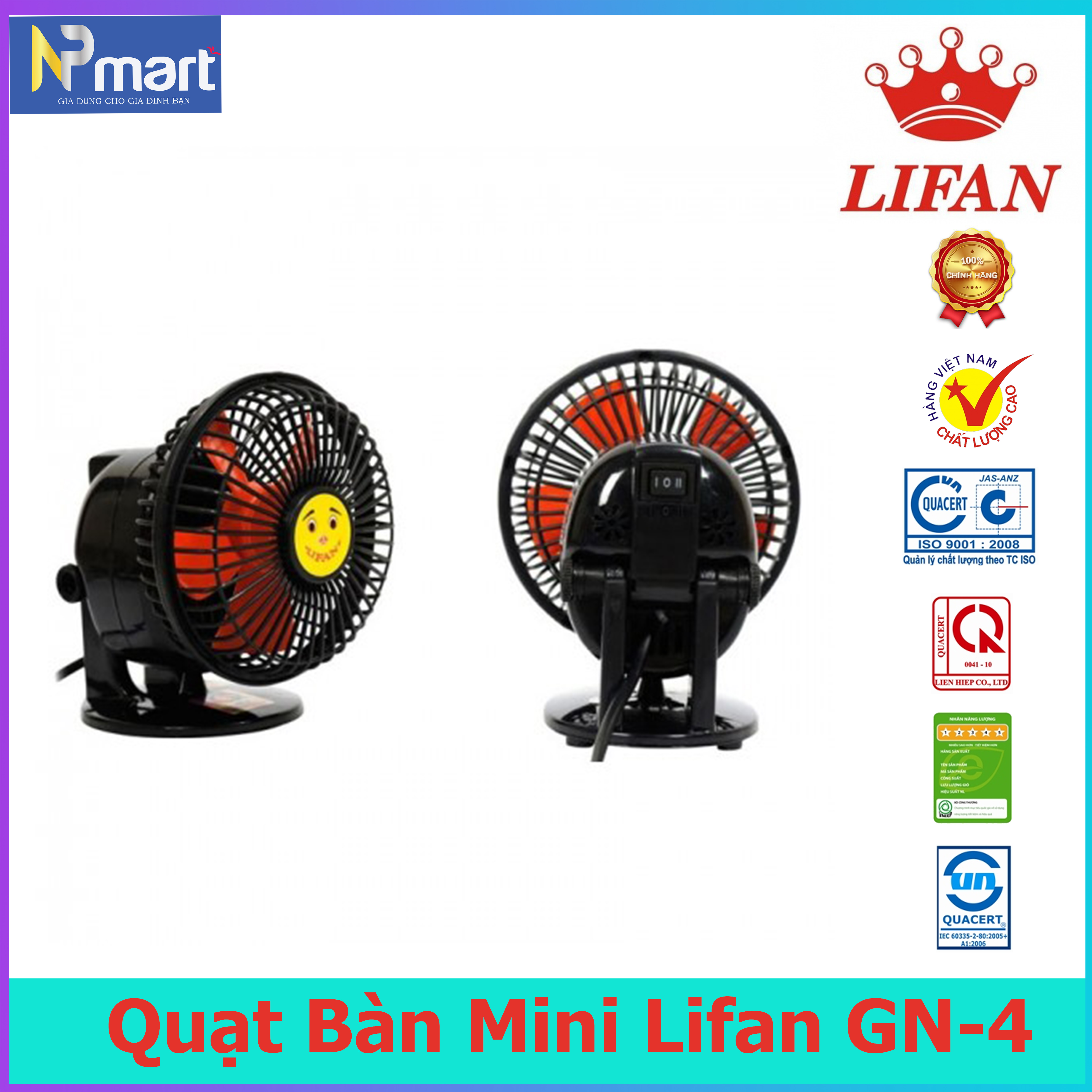 Quạt mini để bàn lifan gn-4 nhỏ gọn màu đen