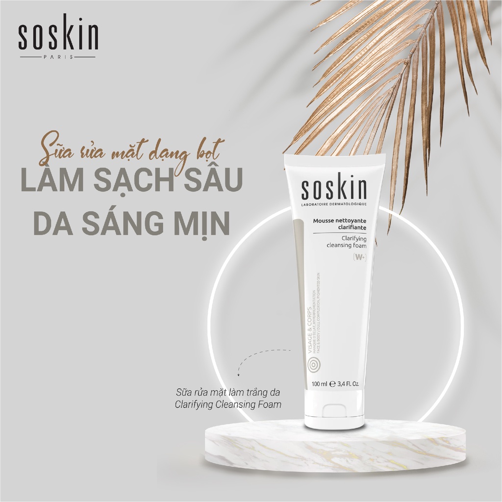 Sữa Rửa Mặt Soskin Clarifying Cleansing Foam Rửa Sạch, Đều Màu Làm Sáng Da 100ml