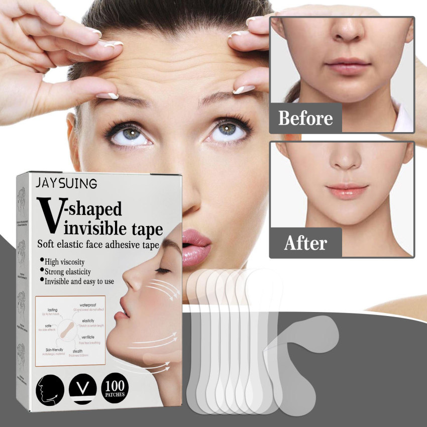 100pcs Thin Face Sticker Invisible Face Lift Patch Sticker V Face Breathable Anti Wrinkle Adhesive Tape Chin Lift Patch Skincare