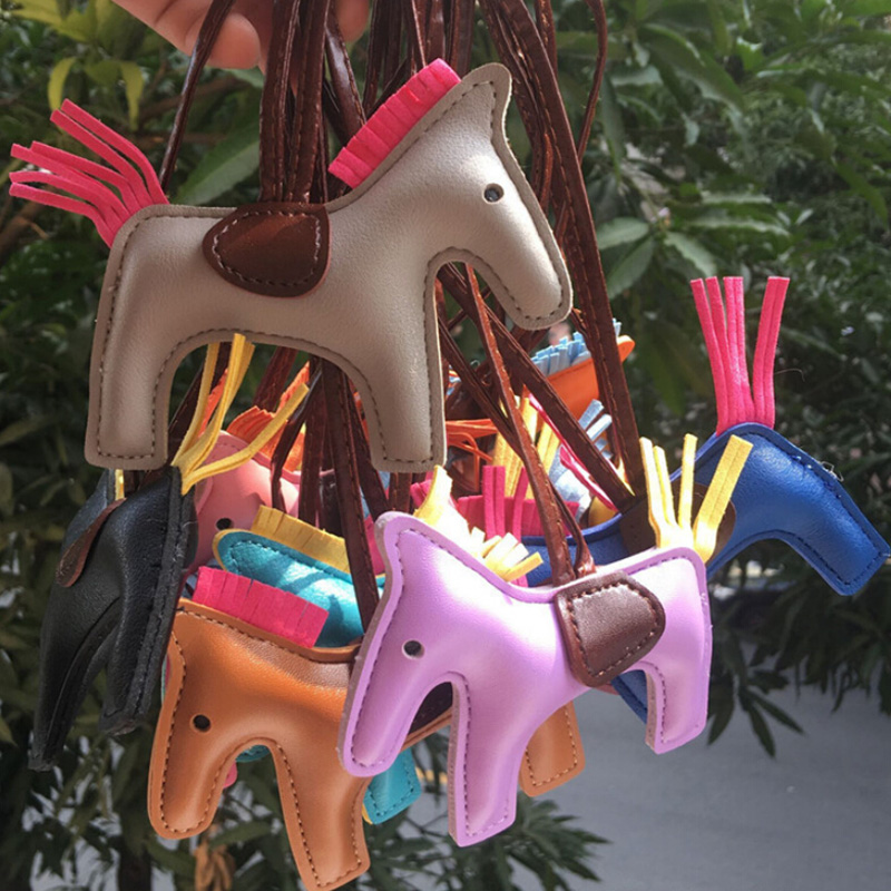 Handmade PU Leather Keyrings Horse Car Keychain Bag Charm Pendant Accessories XINZE. 