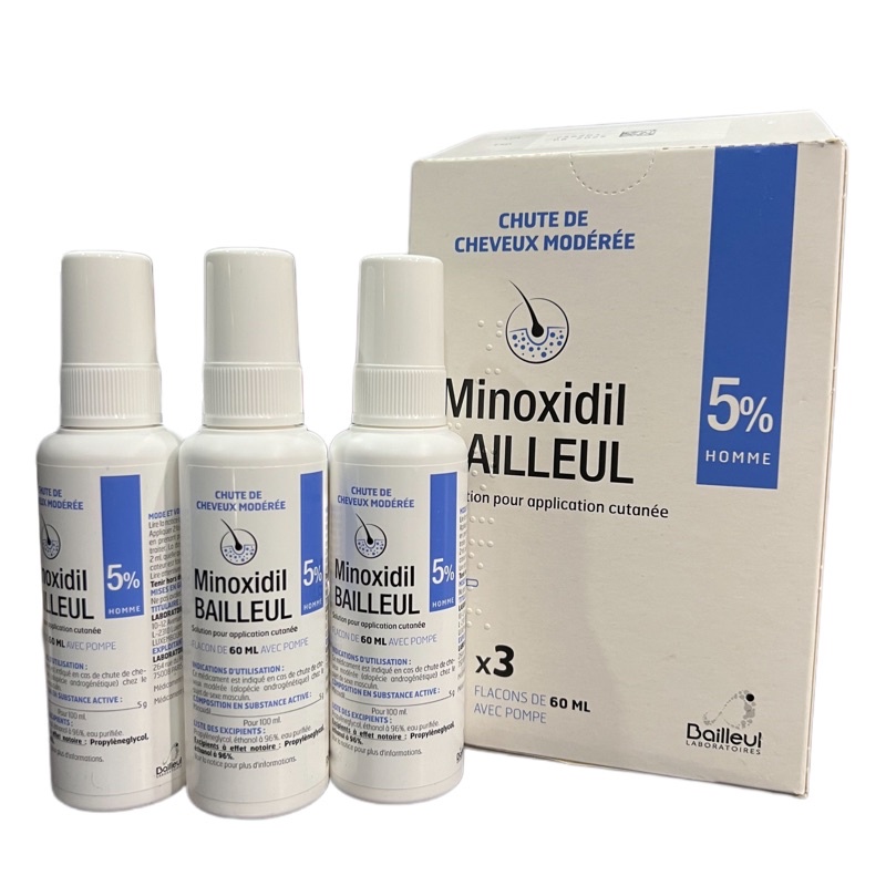 Set 3 chai xịt mọc tóc Minoxidil Bailleul 2% 3x60ml