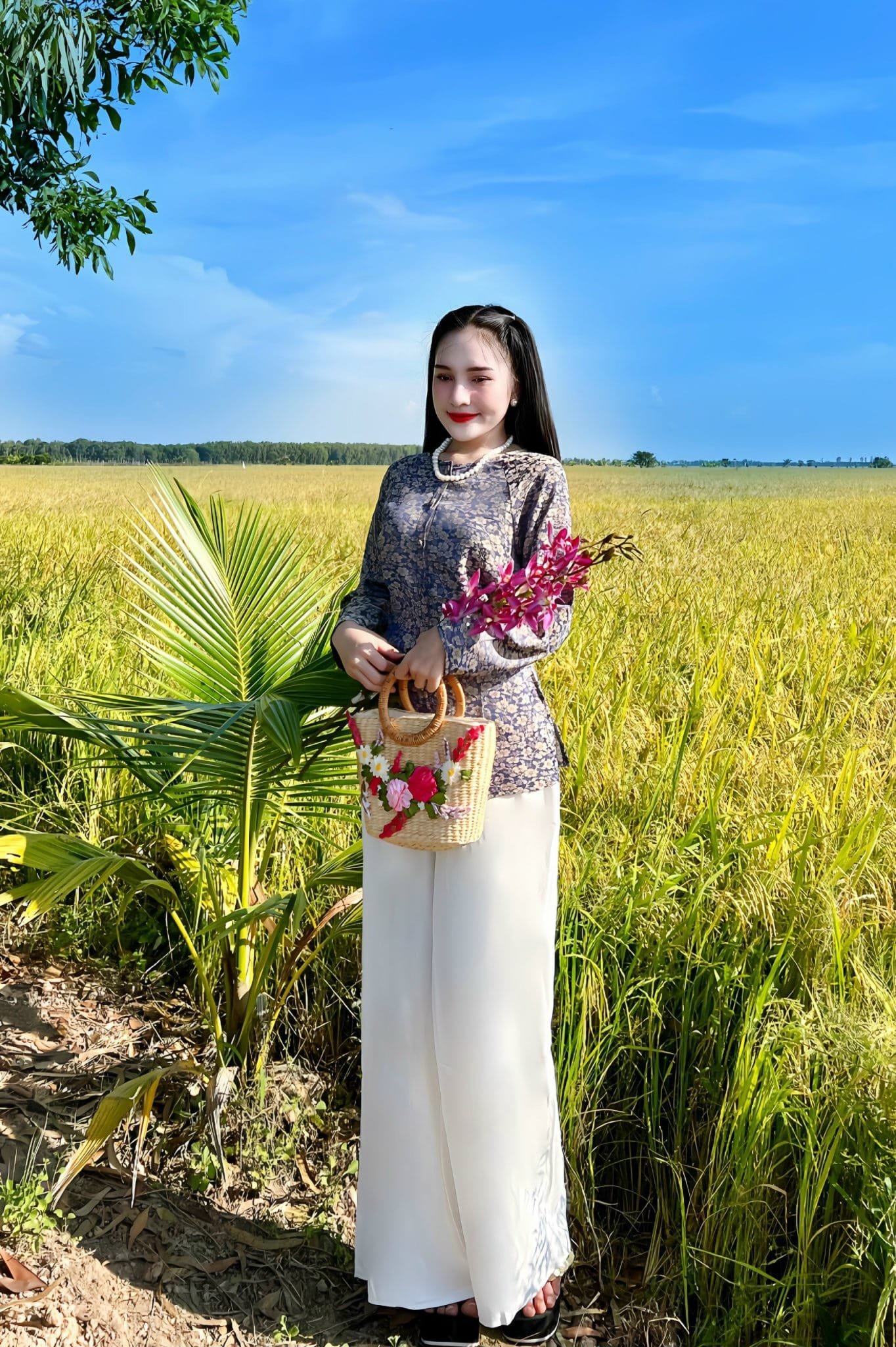 [BIGSIZE] SET ĐỒ LAM ÁO BÀ BA LỤA TẰM GÂN HOA FREESIZE DƯỚI 70KG