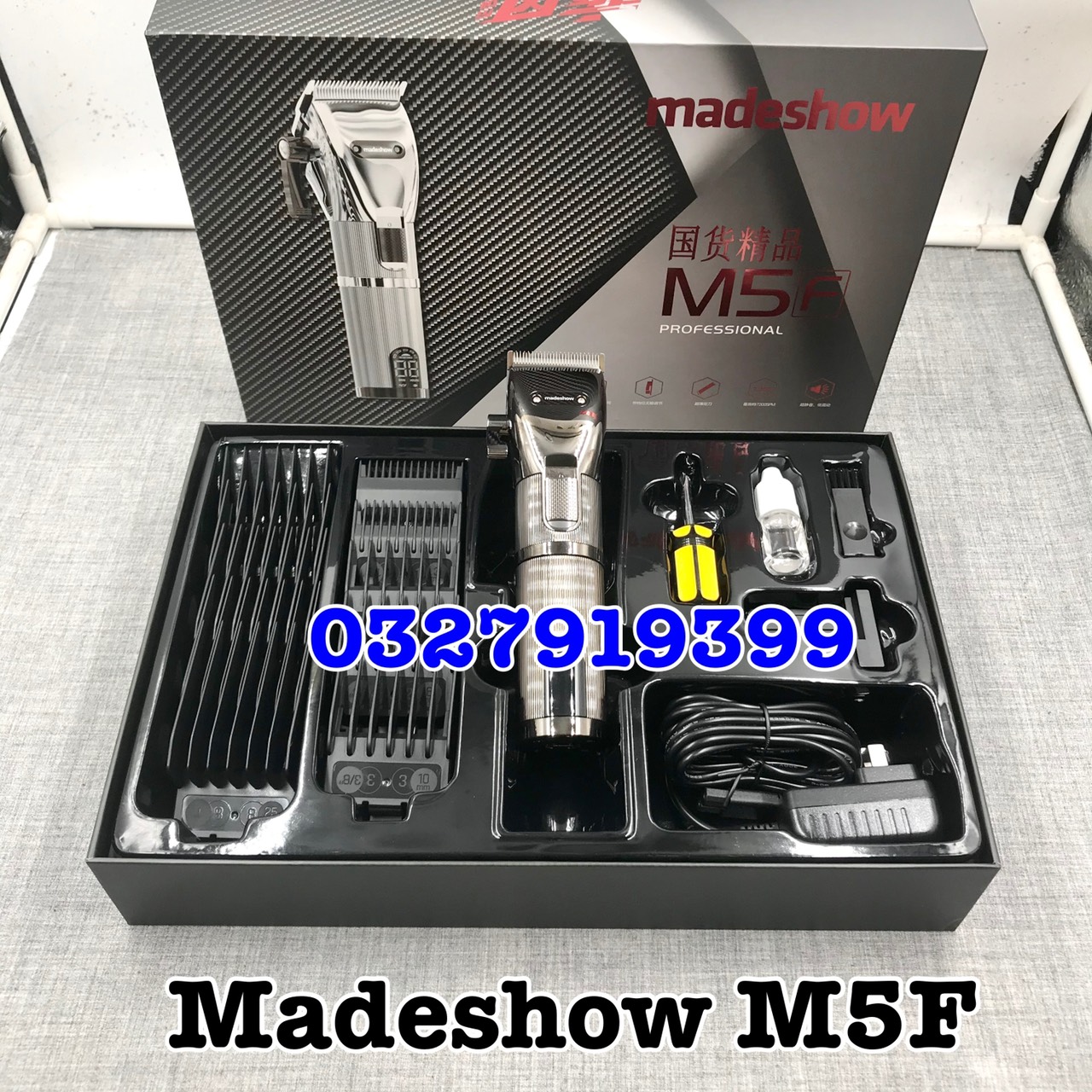 Madeshow Tông đơ cắt tóc M5F cao cấp - Máy cắt tóc chuyên nghiệp với lưỡi titanium sắc bén & pin 3200mAh