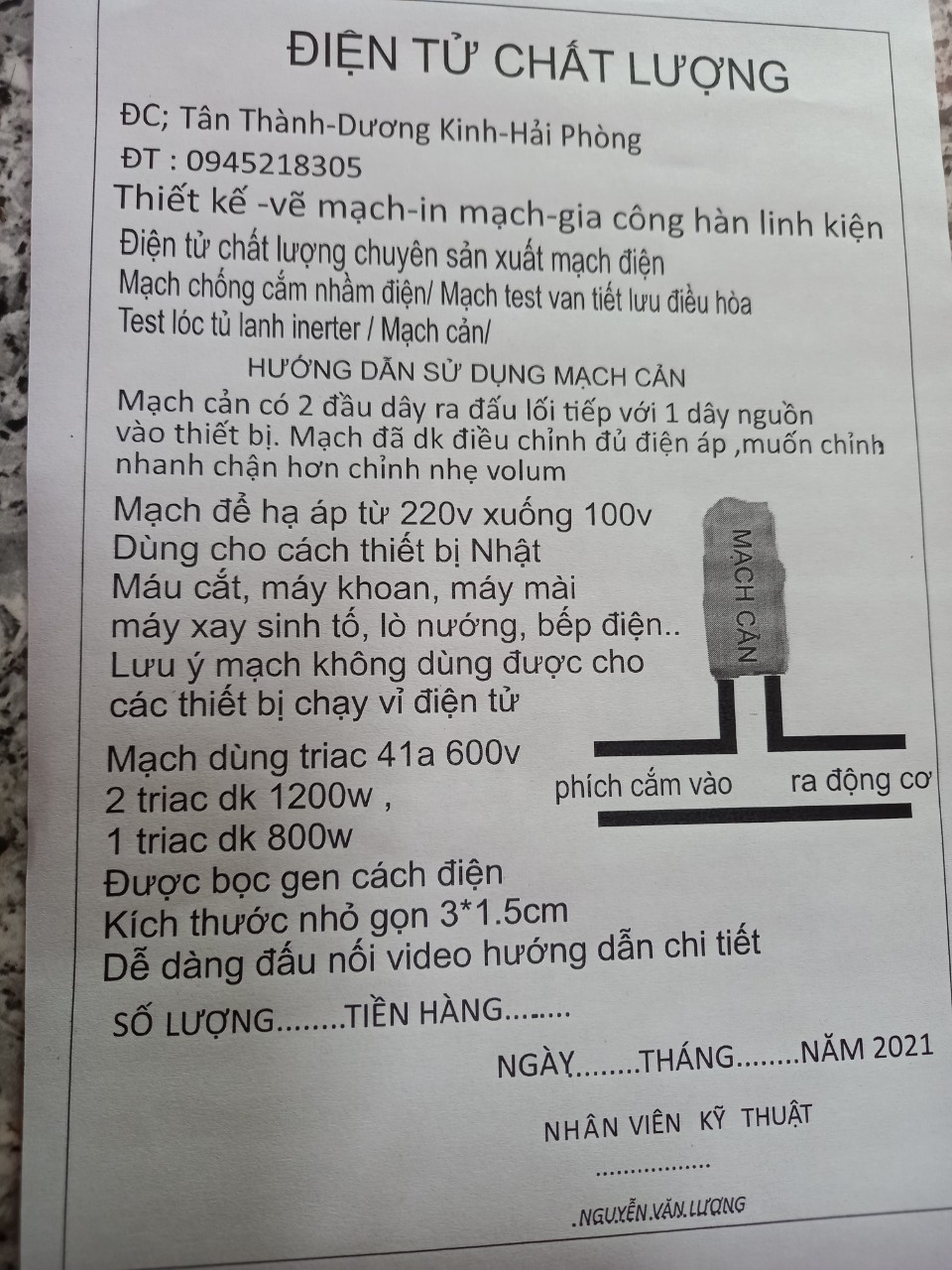 mạch cản_ cản điện , từ 220v xuống 100v