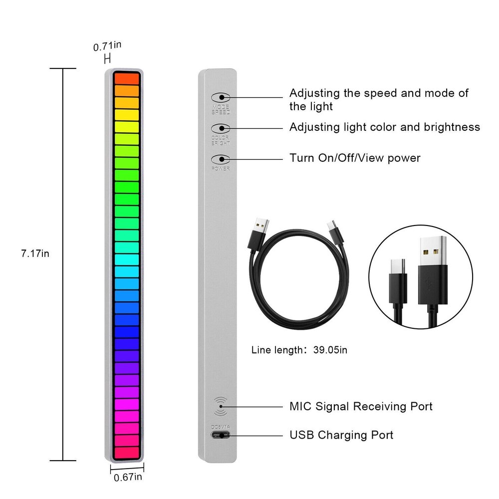 Voice Activated Rhythm Light - White 32 Bead Lamp with RGB Effects. 
