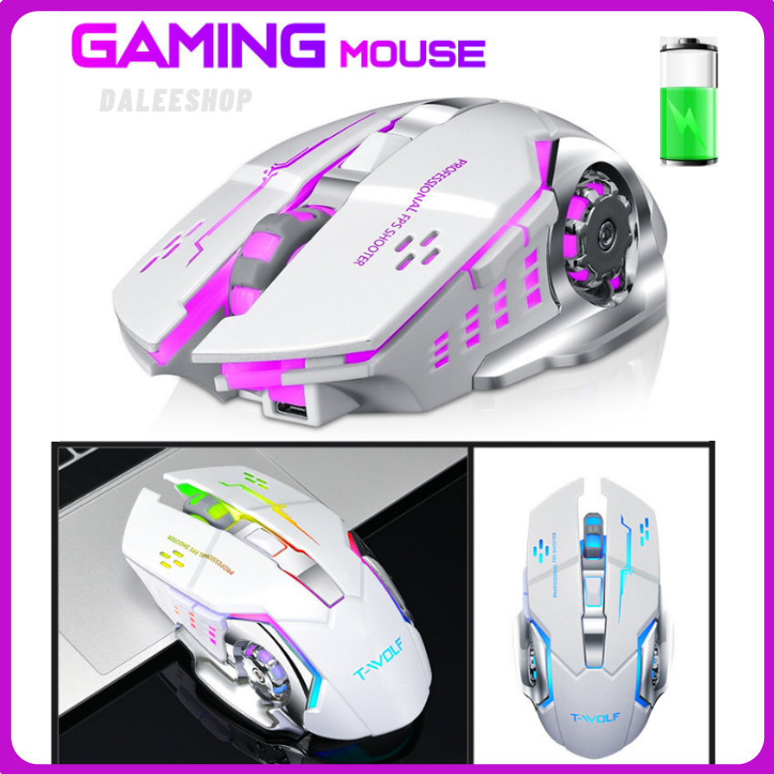 Chuột máy tính bluetooth gaming chuột không dây gaming pin sạc silent không tiếng ồn đèn led 7 màu BH 6 Tháng daleeshop Q13