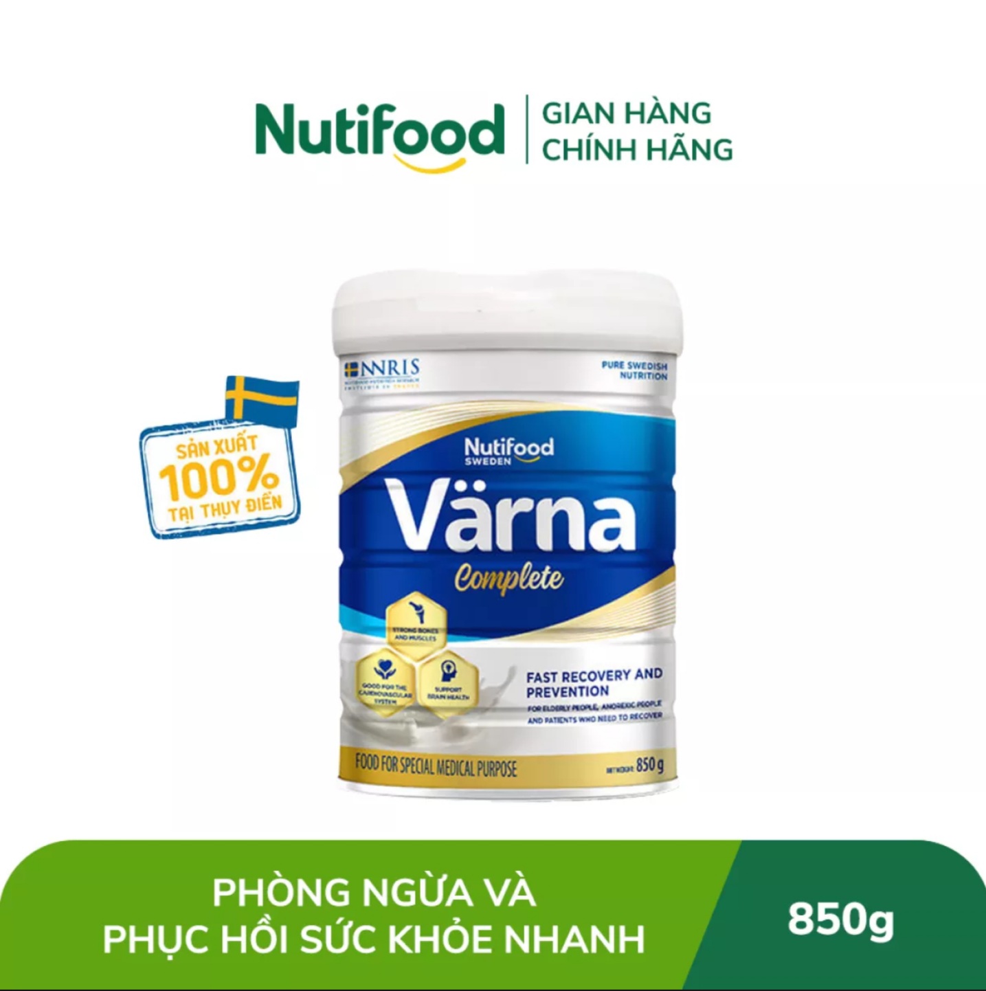 (HSD T8-2027) (Có Tích Điểm) Sữa Bột Nutifood Varna Complete 850G.