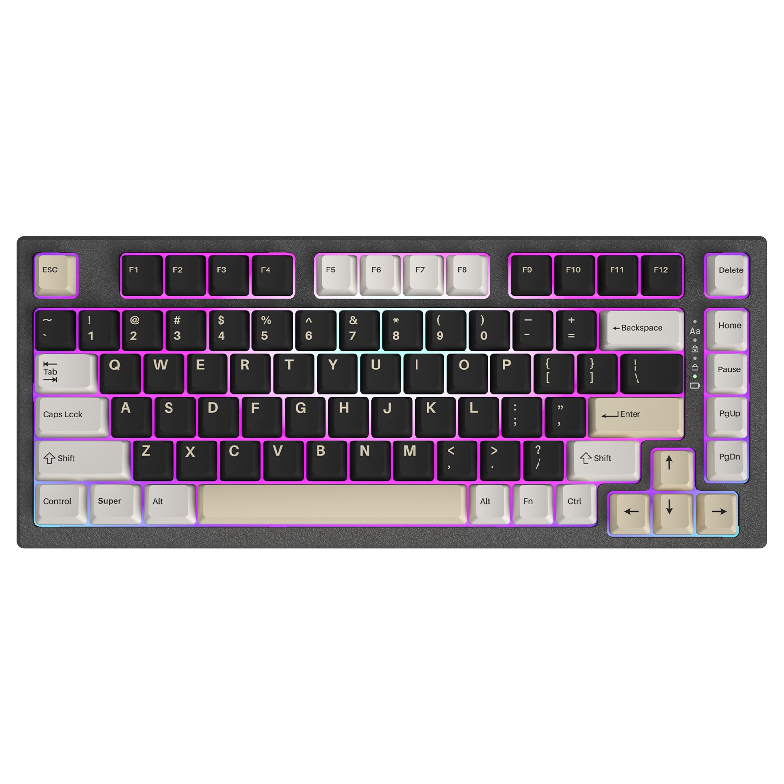 Yunzii yz75 white 75% hot swappable wireless gaming mechanical keyboard, rgb backlights, bt5.0/2.4g/usb-c, for linux/win/mac