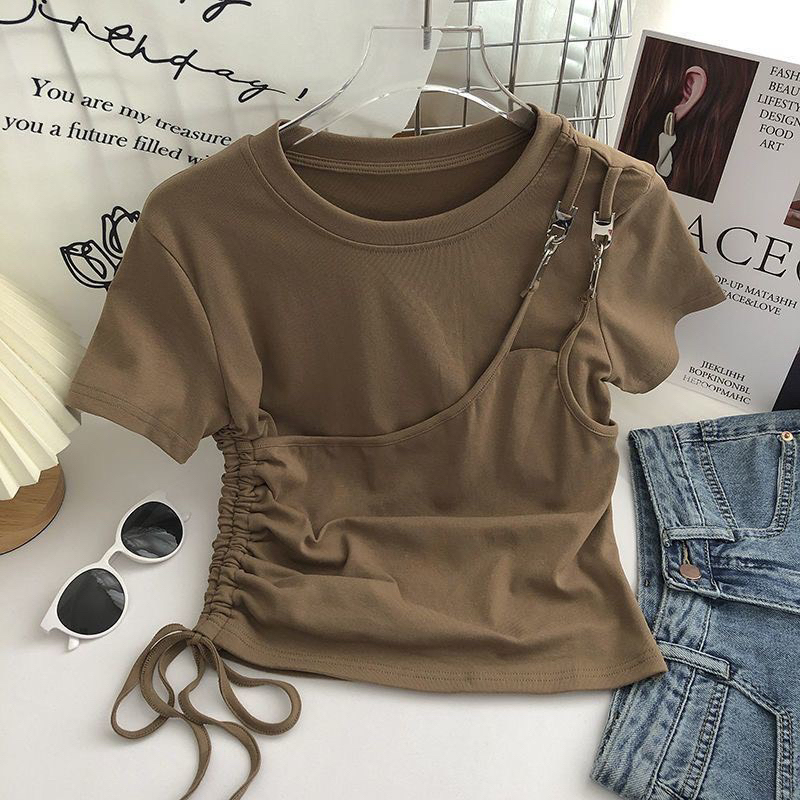 KCS⭐Áo croptop rút dây phối khoá🔉