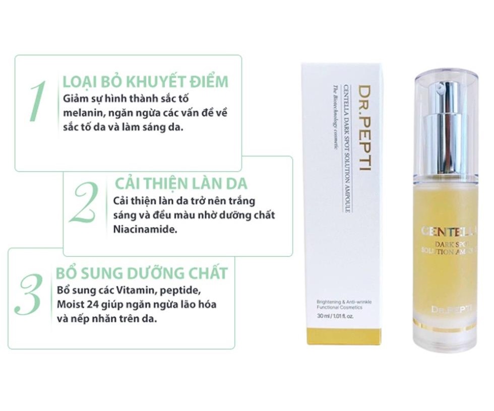 Tinh Chất Dưỡng Trắng Căng Bóng DR.PEPTI Centella Dark Spot Solution Ampoule 30ml