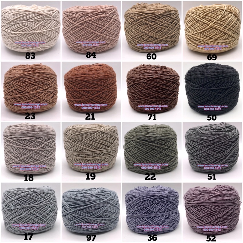 Sợi Cotton việt nam 1mm (Màu 57 ~ Màu 102) (cuộn 100gr)