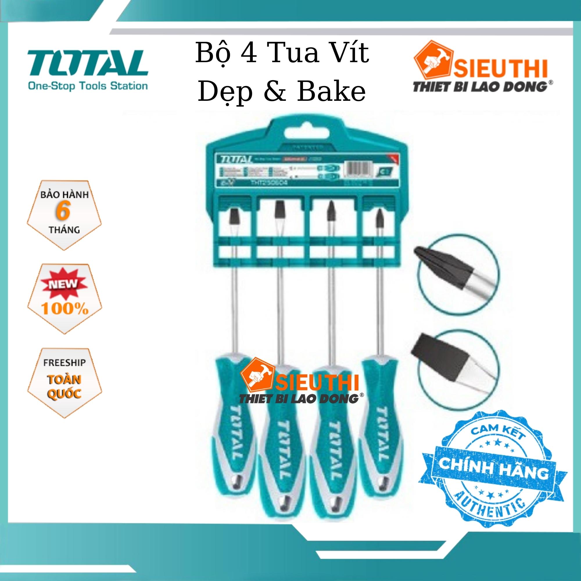 Bộ 4 tuốc nơ vít dẹp và bake Total THT250604