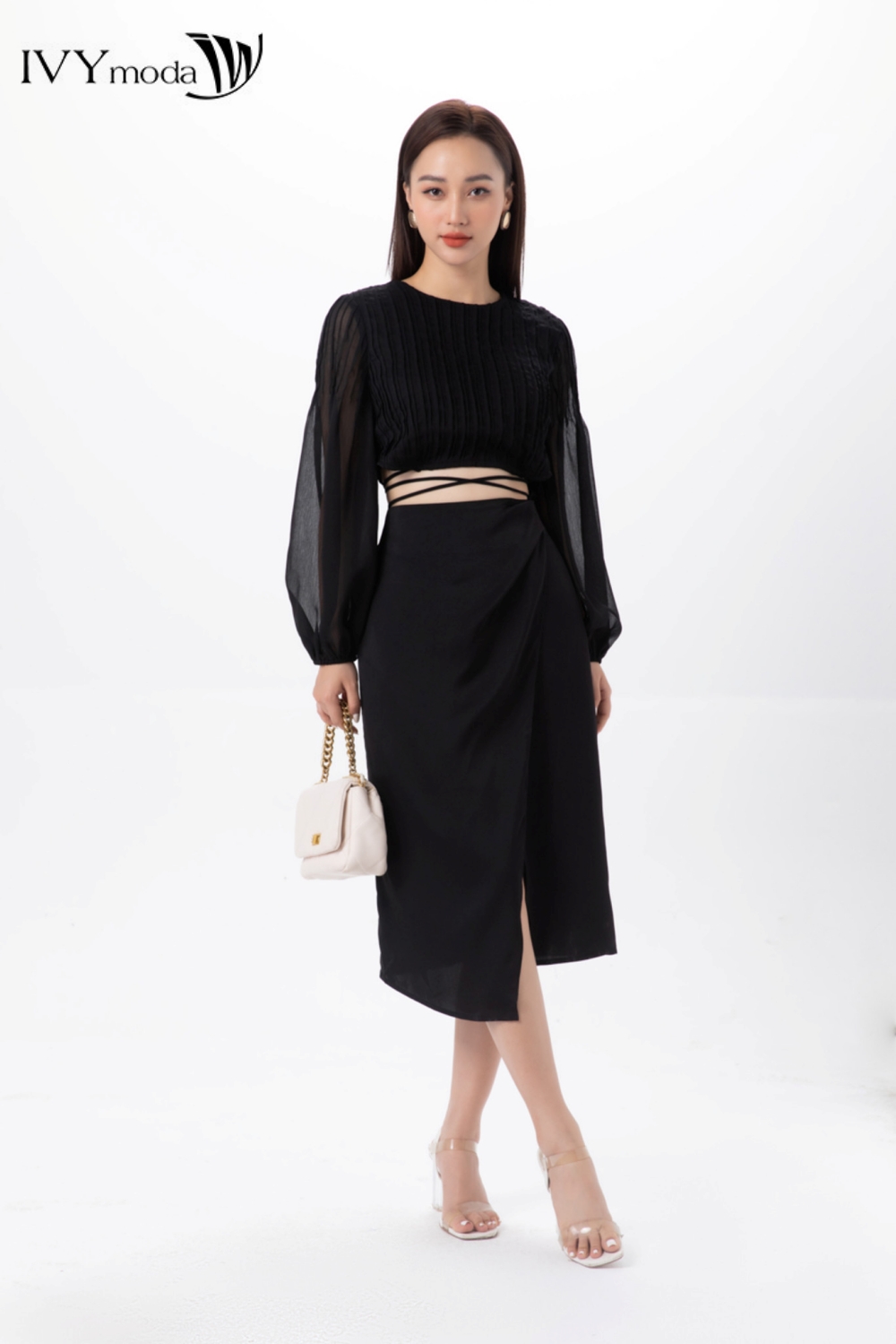 [CHỈ 15.1 - MUA 3 GIẢM THÊM 15%] Áo croptop nhấn dây IVY moda MS 17B9264
