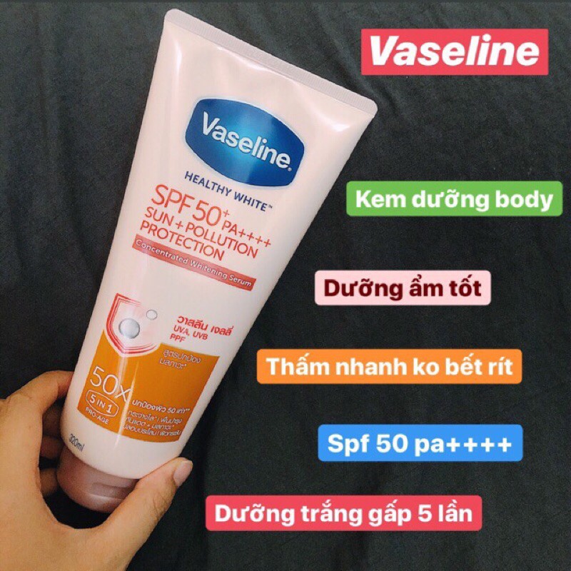 [HCM]Dưỡng thể Vaseline 50x SPF 50++ 320ml thái lan