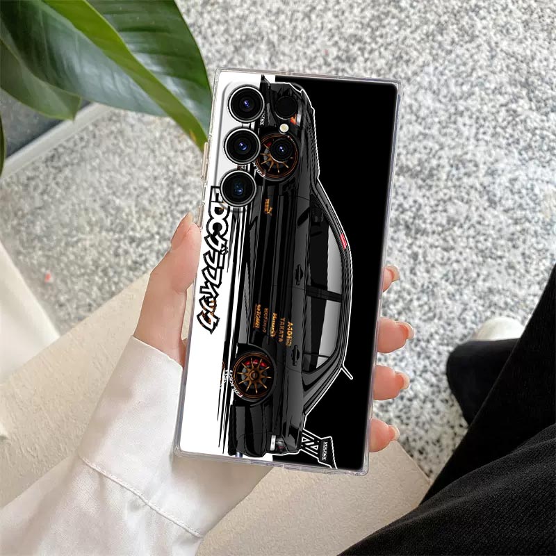 Japan Tokyo JDM Drift Sports Car Phone Case For Samsung Galaxy S24Ultra Cover S24 S23 Ultra S22 S20 Plus S21 FE Clear Case Funda. 