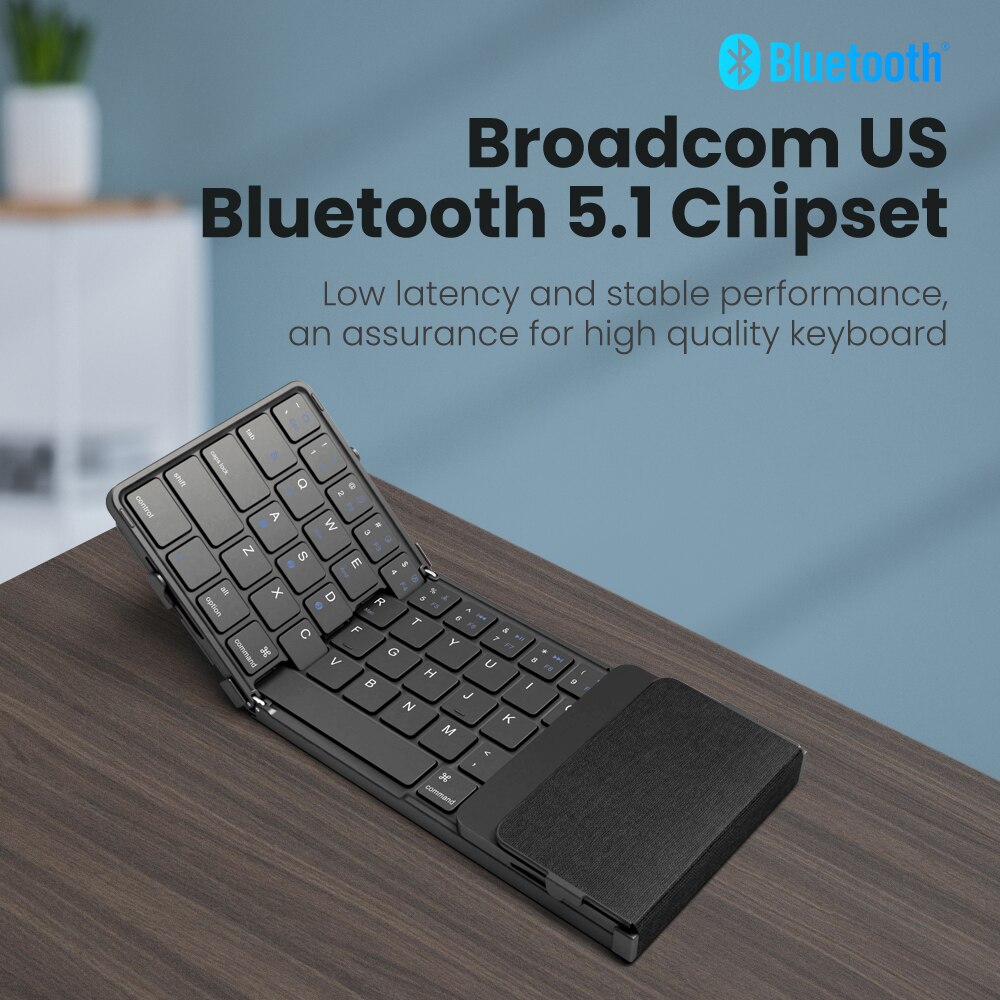 AVATTO Portable Mini Folding Wireless Bluetooth 5.1 Keyboard With 3Channels Connection For Windows Andro IOS Tablet Ipad Phone