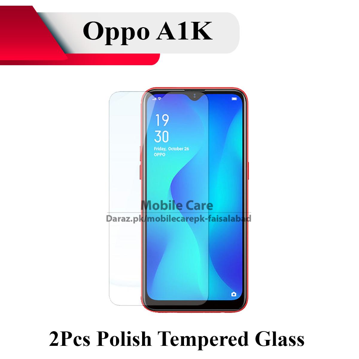 2Pcs Oppo A1k Tempered Glass Screen Protector Polish Glass For Oppo A1k