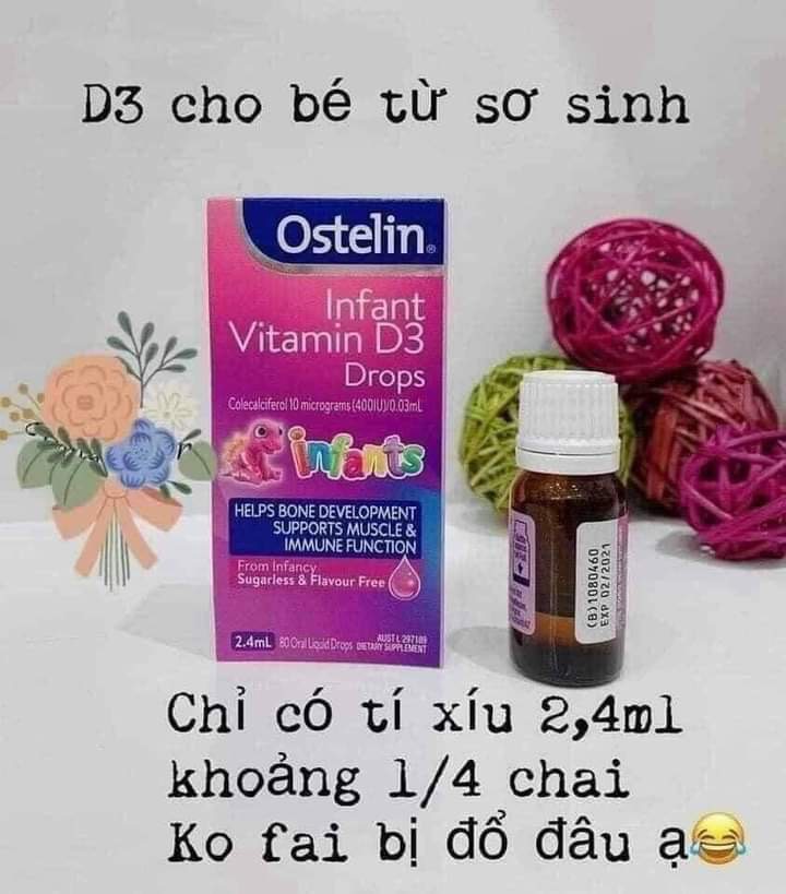 Vitamin Ostelin D3 Drops dạng nhỏ giọt 2.4ml (Hàng chuẩn Úc)