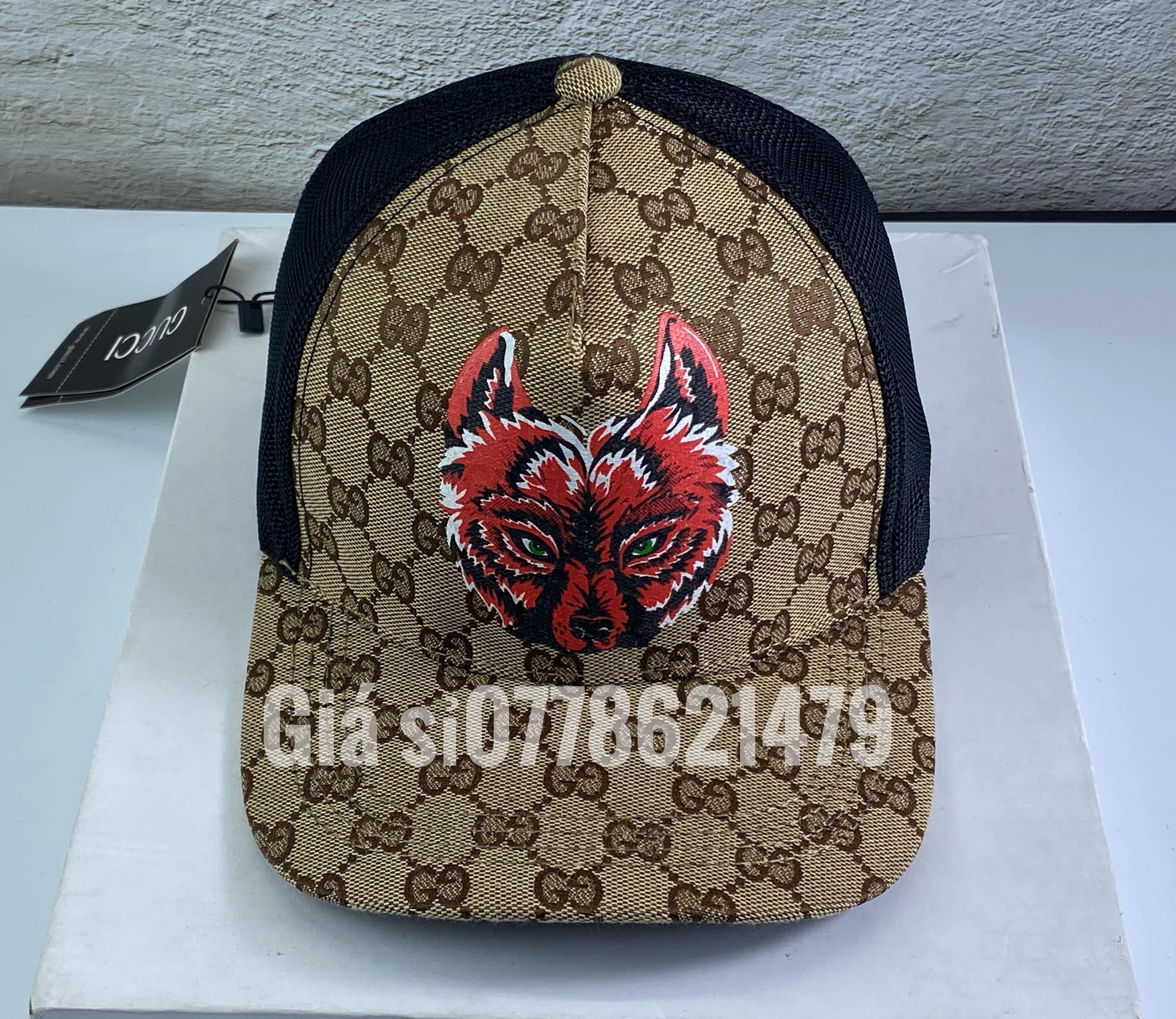 Nón lưỡi trai gusssssi sói đỏ phối lưới thể thao unisex thời trang