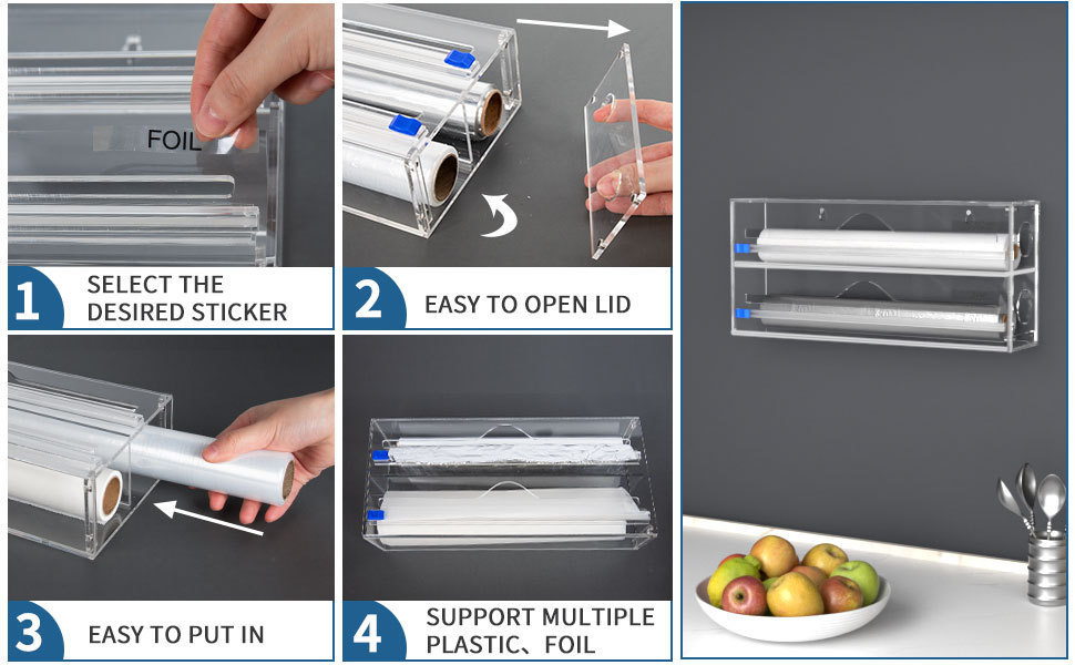 Plastic wrap storage box wall-mounted kitchen self-sealing bag transparent food bag sorting storage box